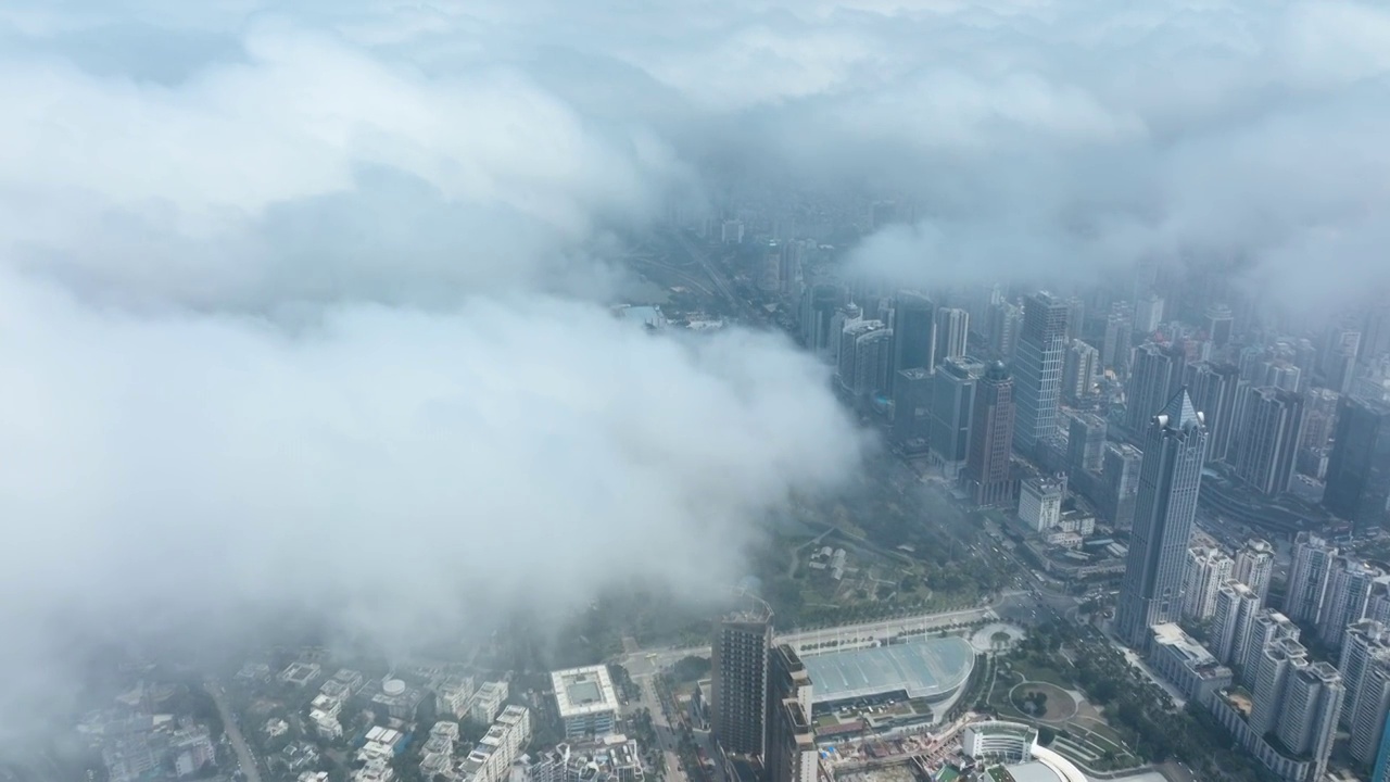 海南省海口市城市云海航拍视频下载