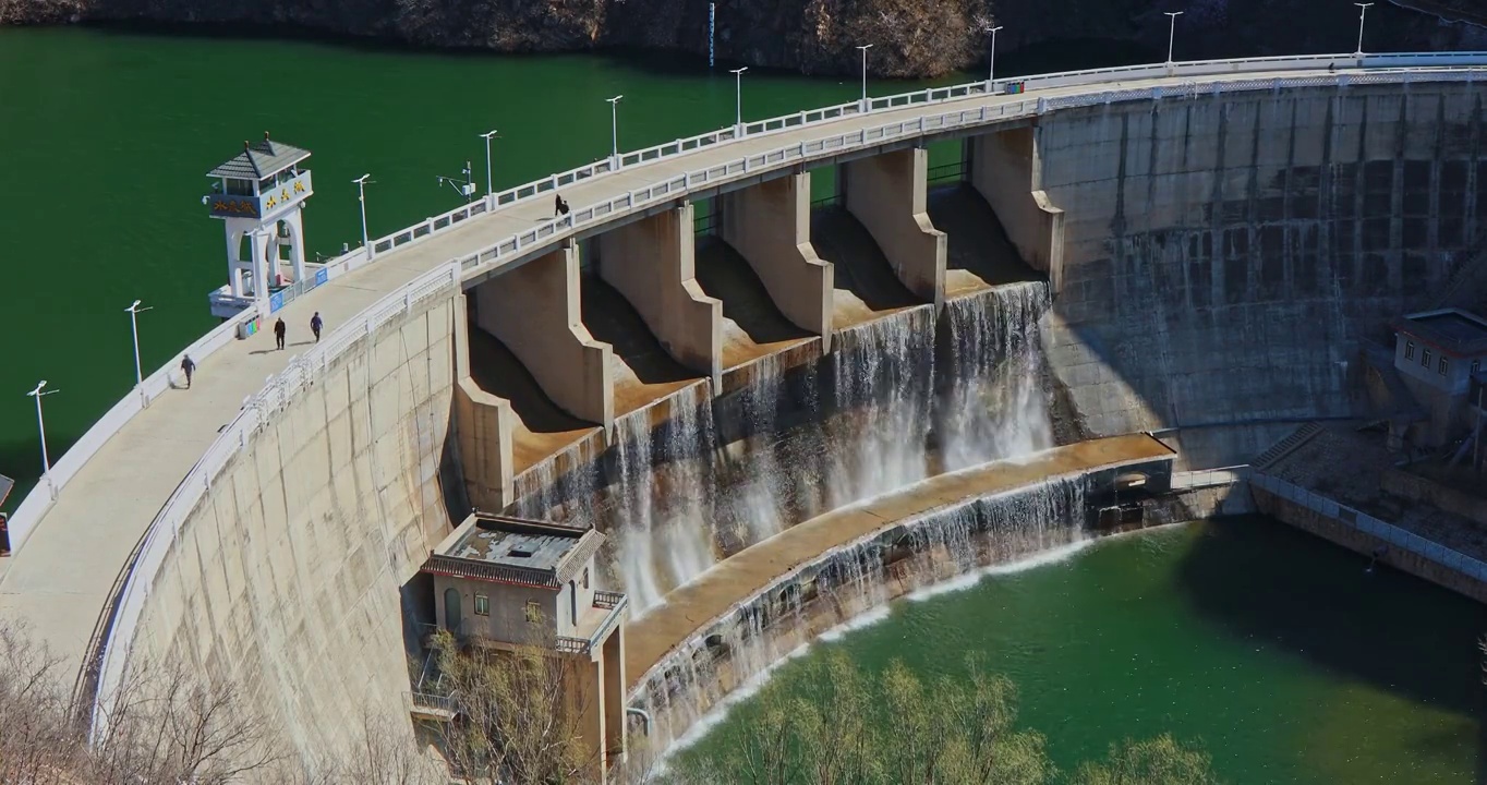 水坝，黄花水长城的水电站视频素材