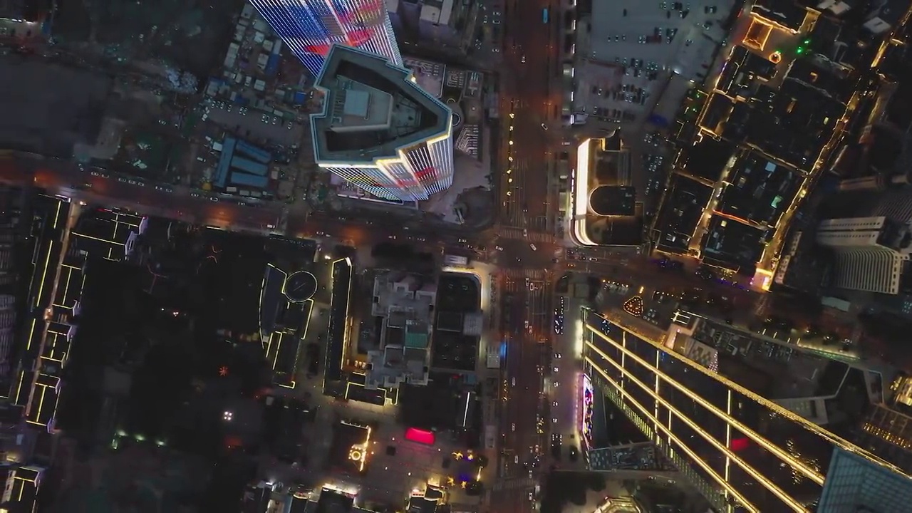 航拍无锡市CBD夜景视频素材