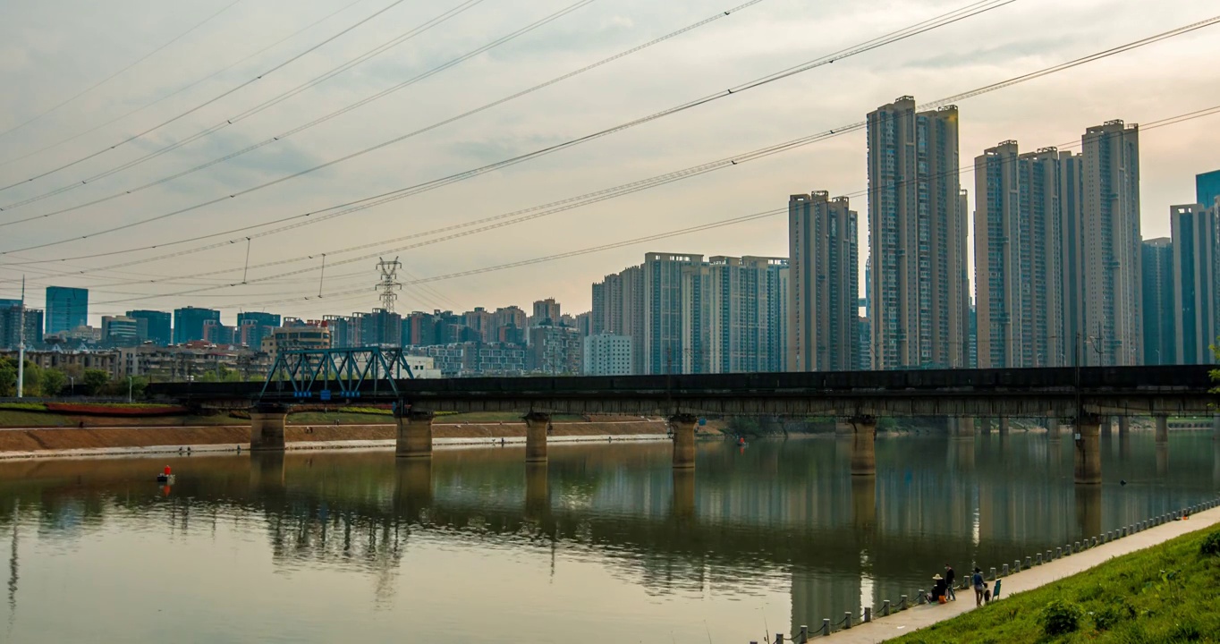 长沙市浏阳河老铁路大桥视频素材