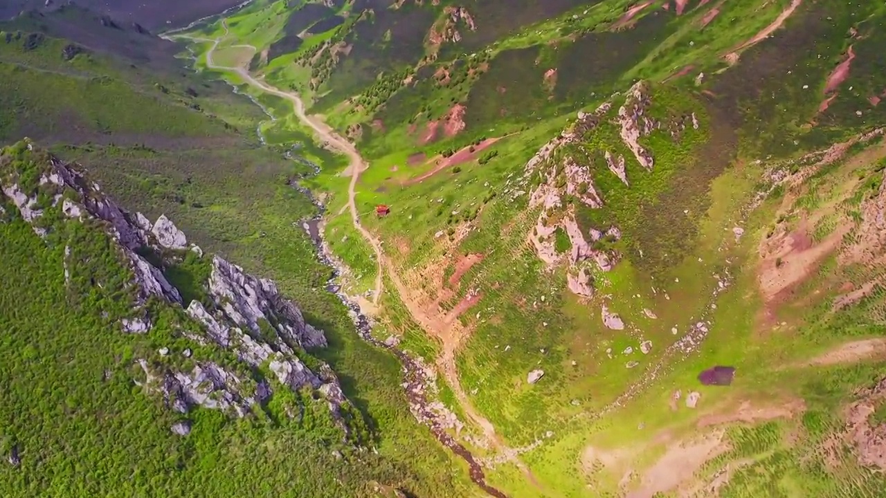 中国大西北甘肃省高山草原自然风景航拍视频素材