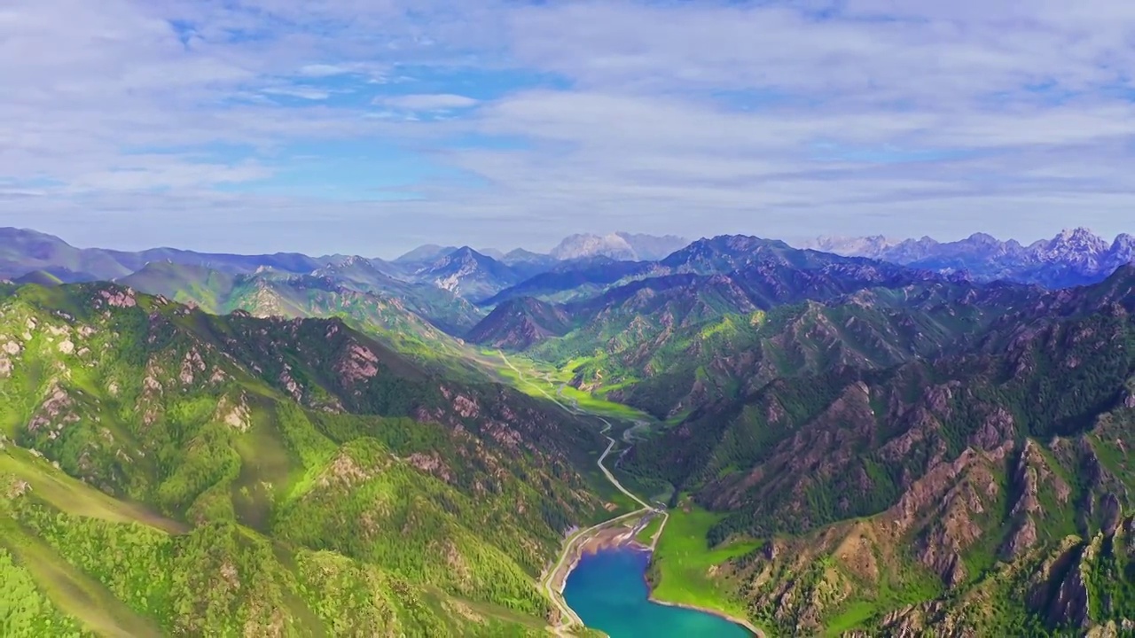 中国大西北甘肃省高山草原自然风景航拍视频素材