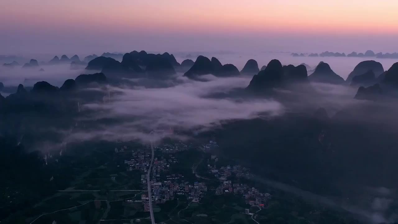 航拍桂林阳朔山水风光延时摄影视频素材