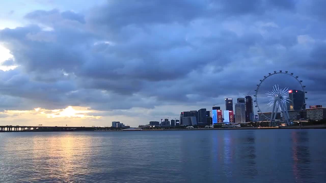 中国广东省深圳市前海片区夜景视频素材