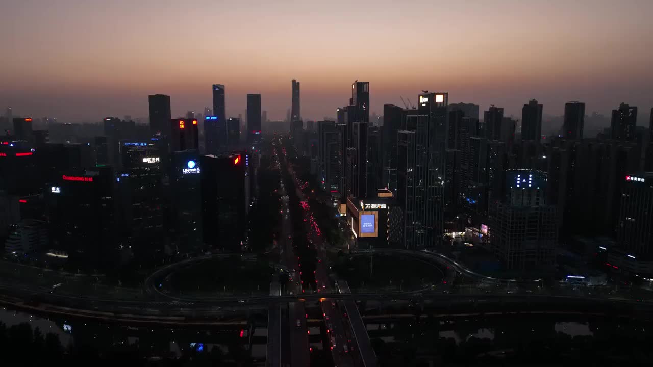 航拍深圳南山区高新园建筑群夜景视频素材