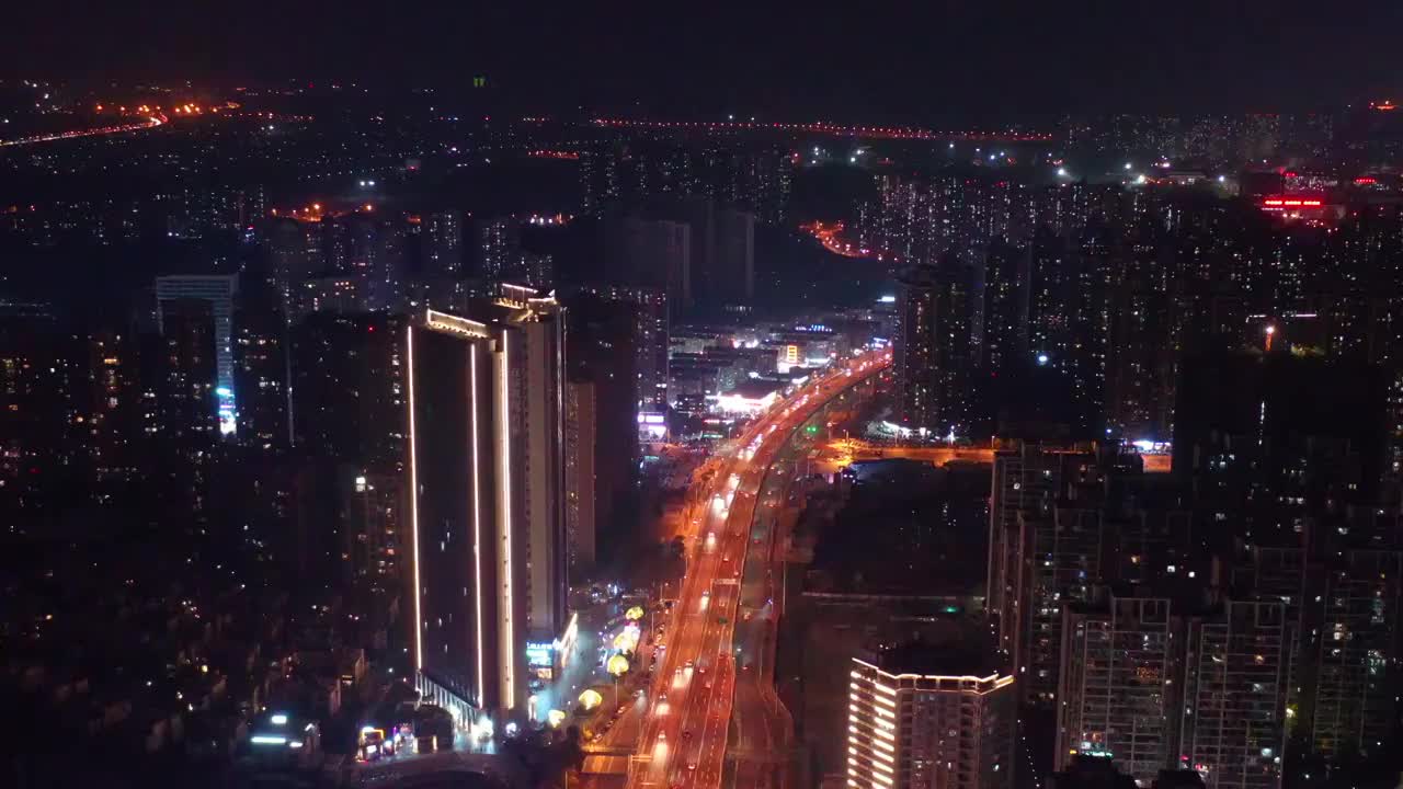 航拍湖南长沙马栏山立交夜景风光视频素材