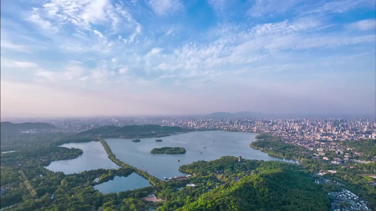 杭州玉皇山远眺西湖全景视频素材