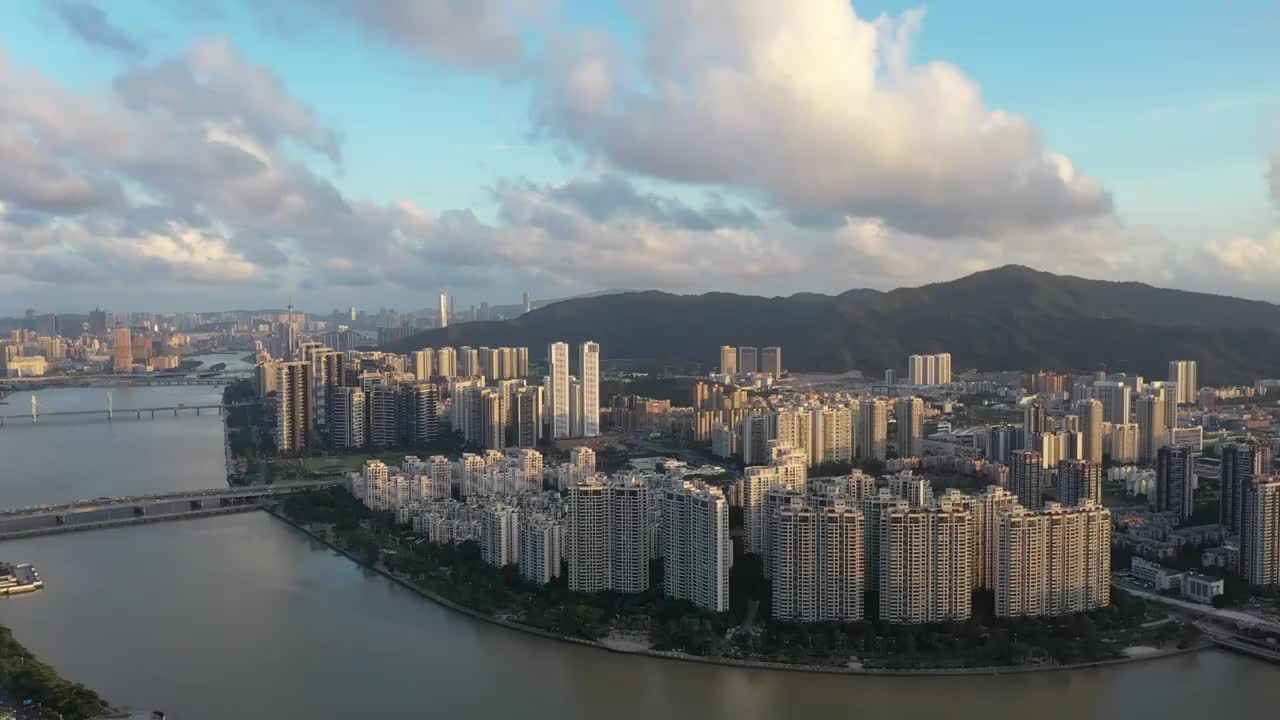 珠海市香洲区前山河流域航拍视频素材