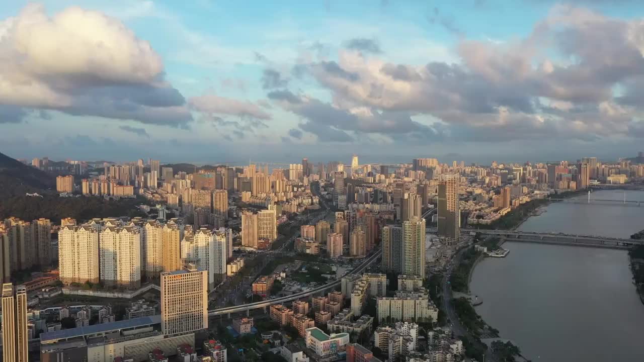 珠海市香洲区前山河流域航拍视频素材