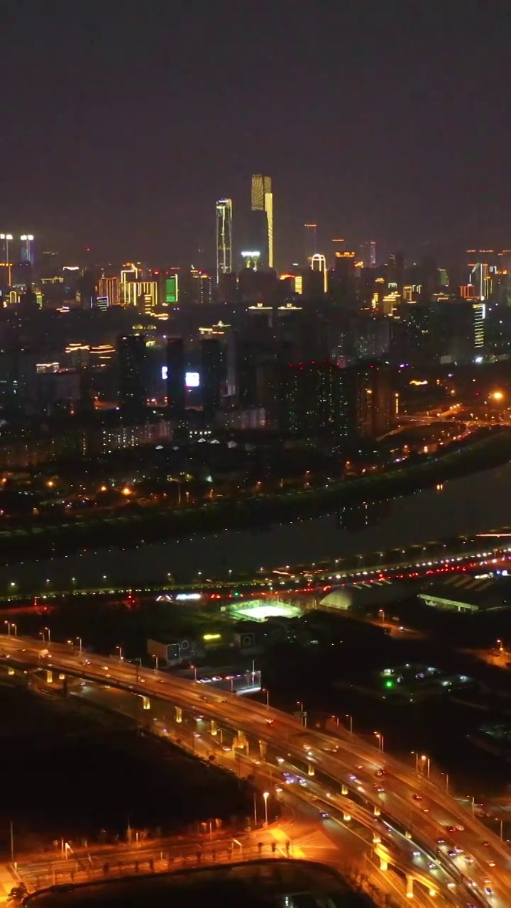 航拍湖南长沙马栏山立交夜景风光视频素材