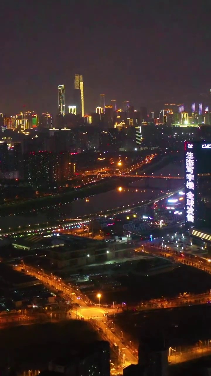 航拍湖南长沙马栏山立交夜景风光视频素材