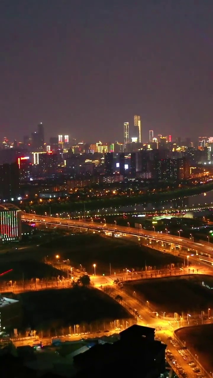 航拍湖南长沙马栏山立交夜景风光视频素材