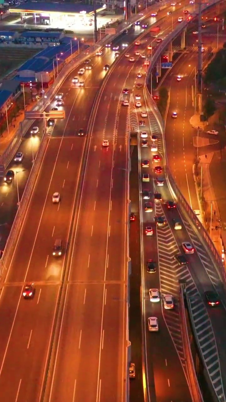 航拍湖南长沙马栏山立交夜景风光视频素材