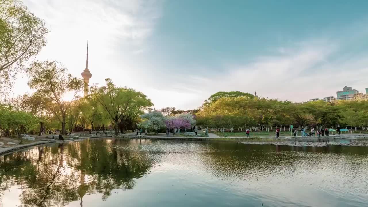 湖边日落时分视频素材