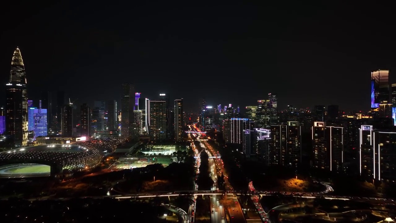 深圳市后海滨海沙河西立交桥CBD夜景视频素材