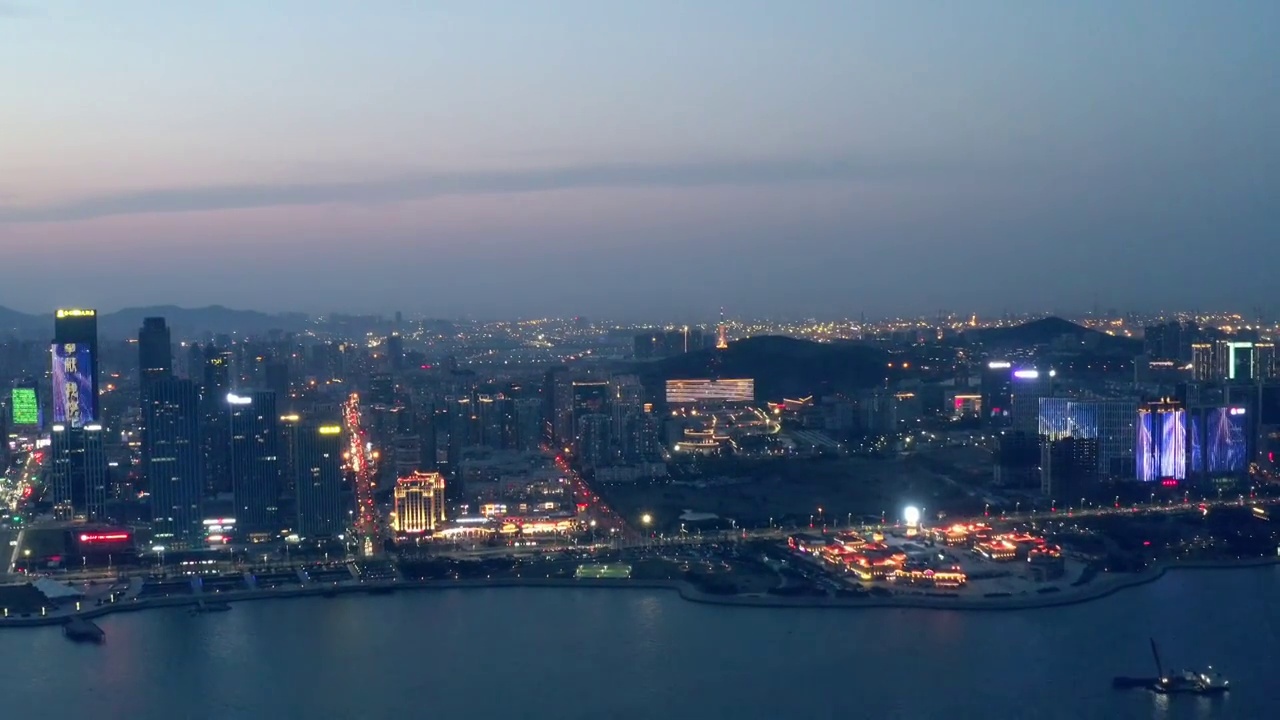 青岛西海岸新区唐岛湾夜景视频素材