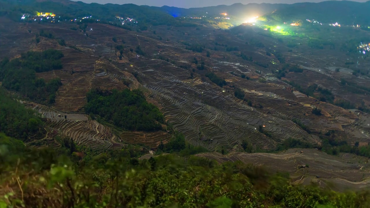 梯田夜景视频素材