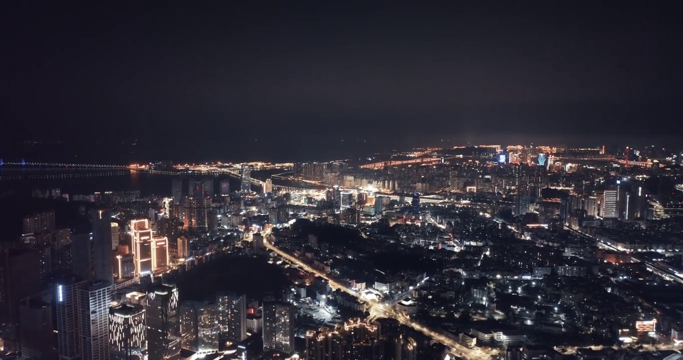 航拍珠海商圈富华里夜景视频素材