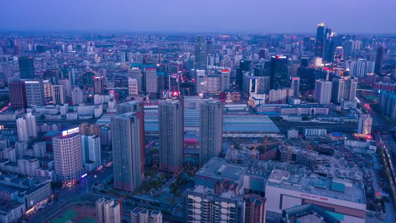 沈阳北站夜景航拍延时视频素材