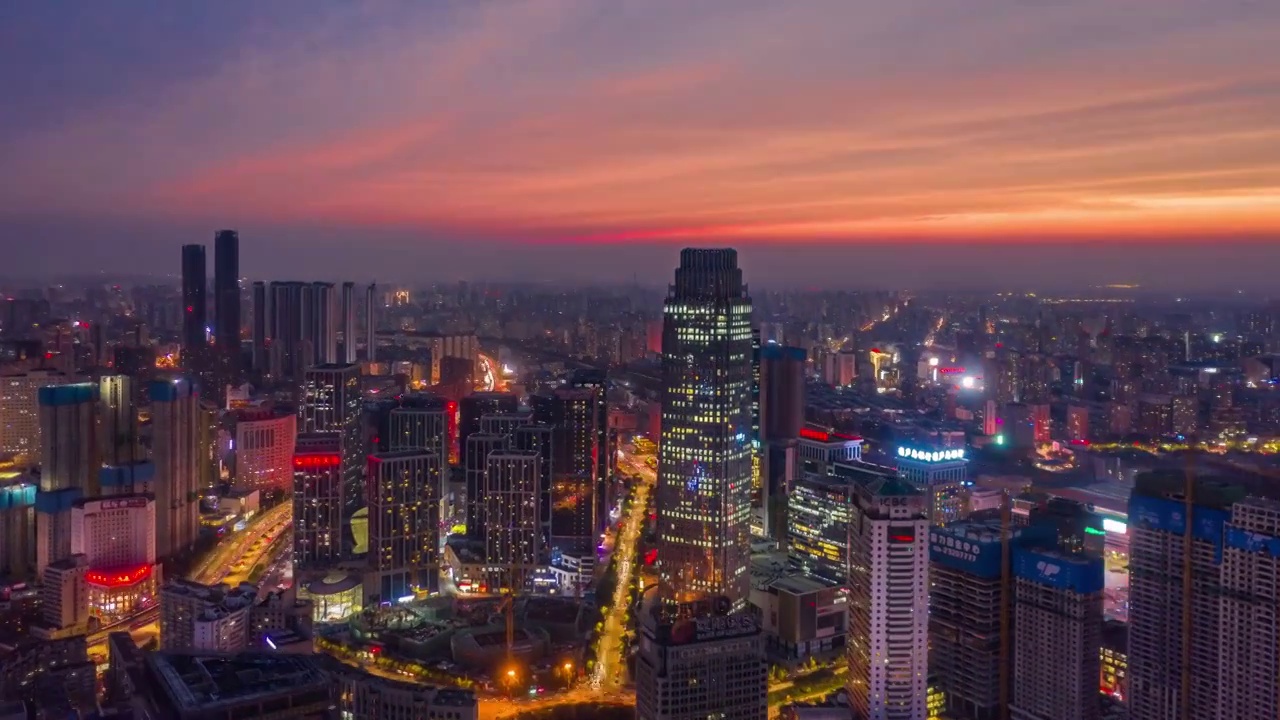 沈阳北站夜景航拍延时视频素材