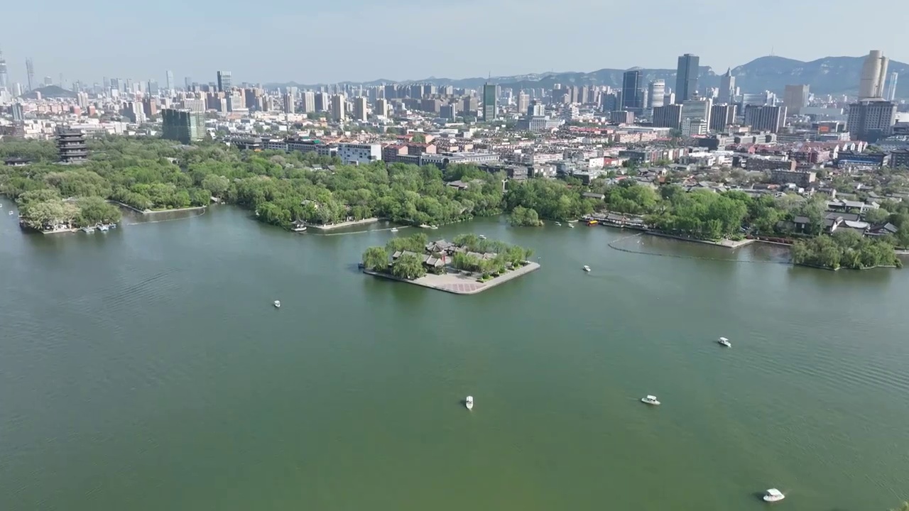 航拍济南大明湖风光视频素材