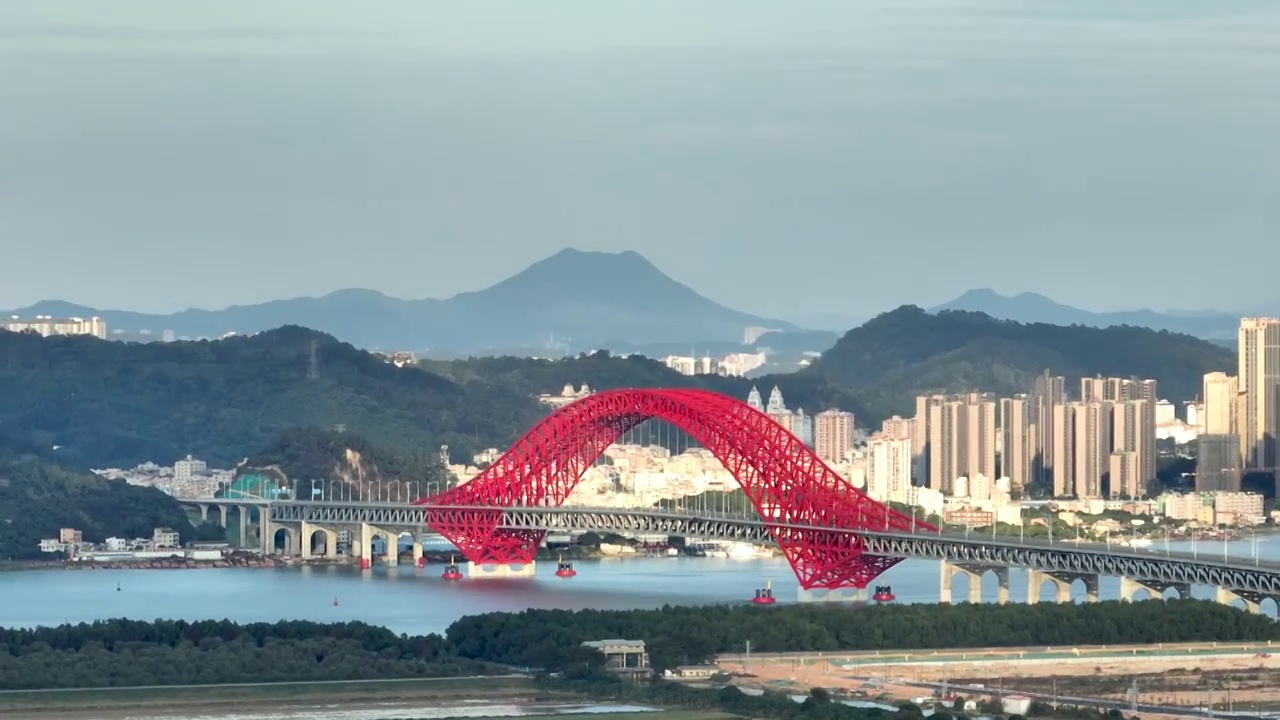 航拍广州南沙自贸区城市风光实景视频素材