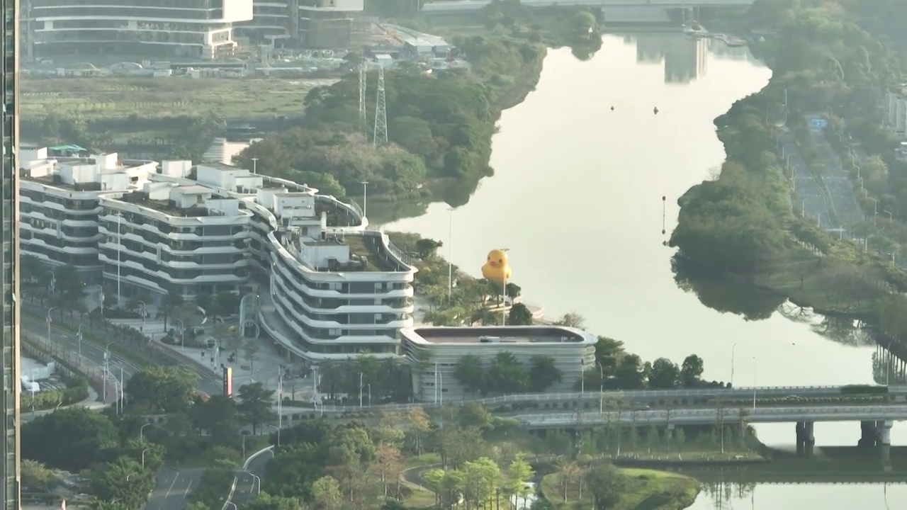 航拍广州南沙自贸区城市风光实景视频素材