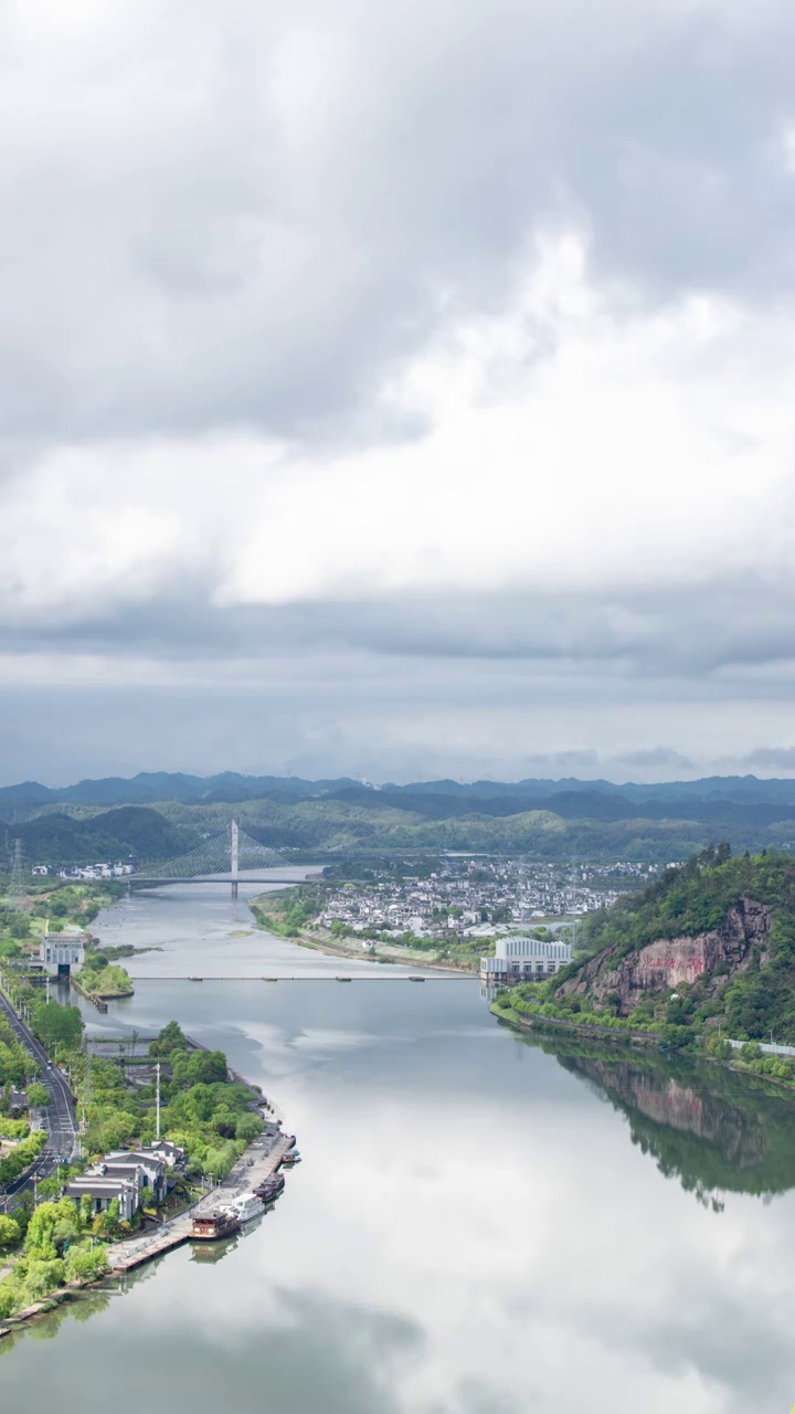 安徽省黄山市屯溪区城区全景延时视频素材