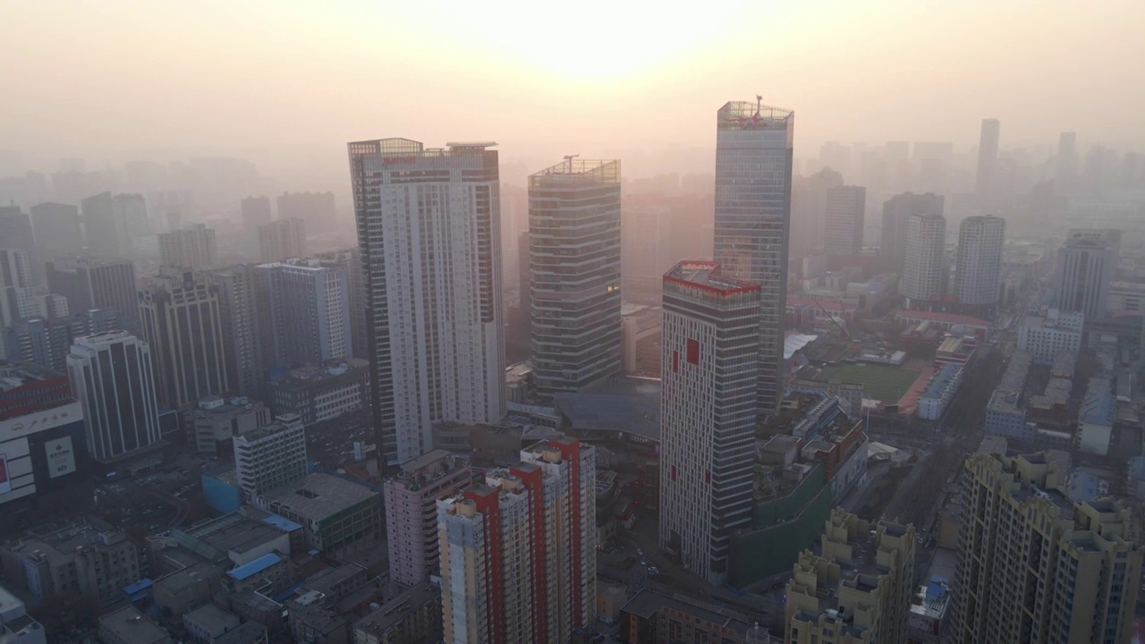 航拍石家庄市区视频素材