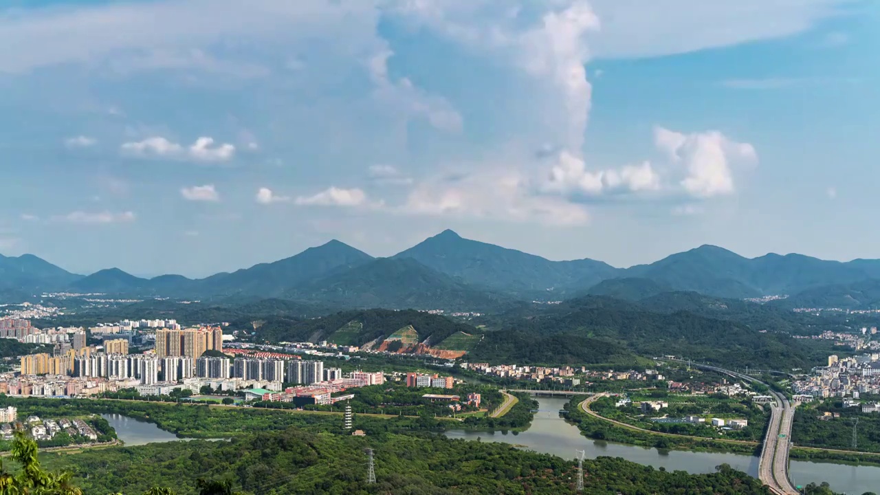 城市风景蓝天白云广州从化流溪河视频素材