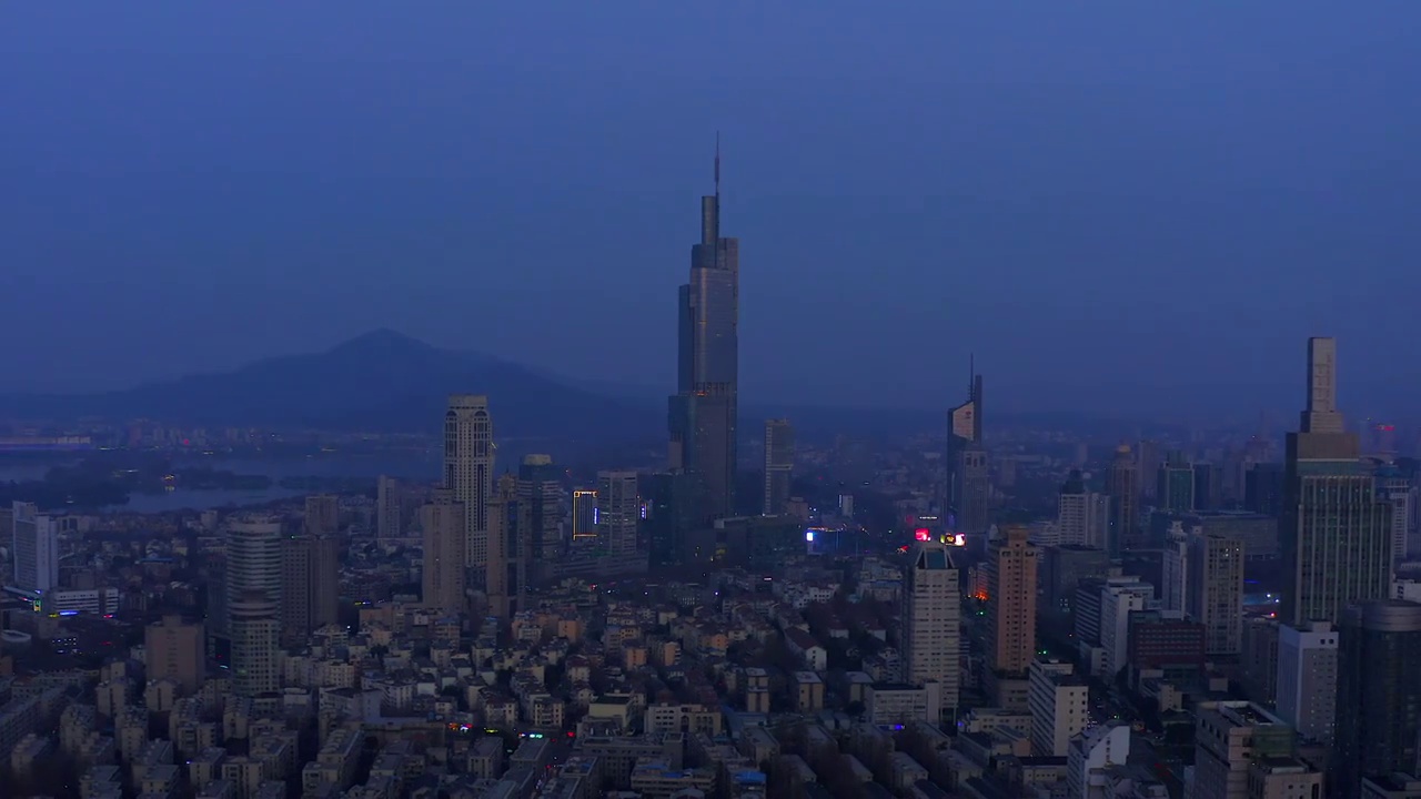 航拍南京现代城市风光夜景视频素材