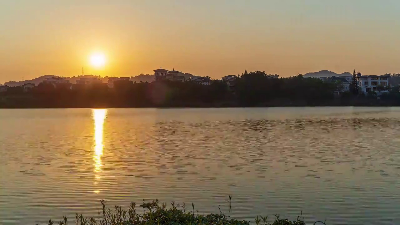 广州从化流溪河边落日延时视频素材