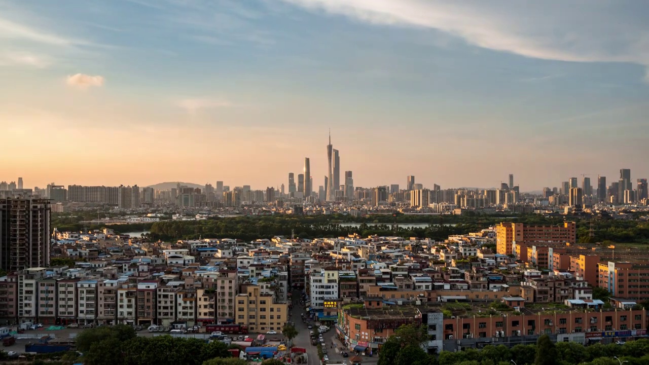 广州城中村与广州地标建筑延时视频素材