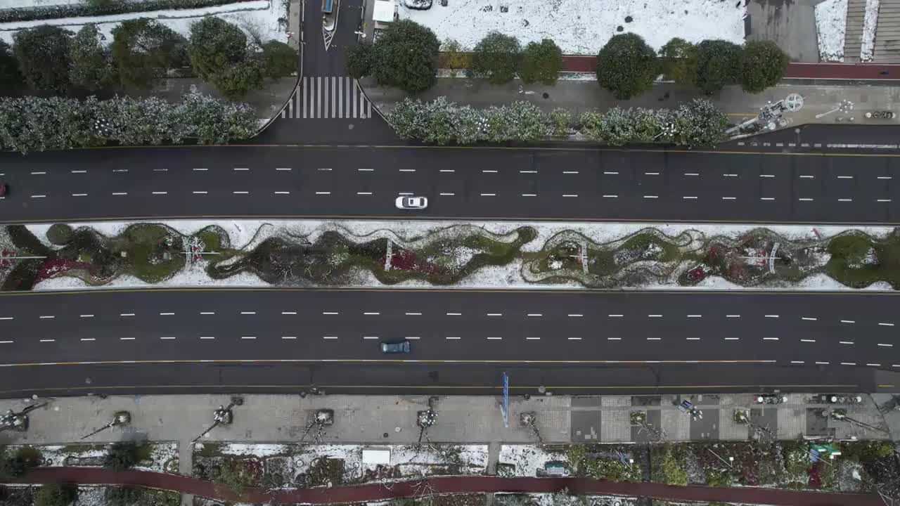 下雪的观山湖金融城视频素材