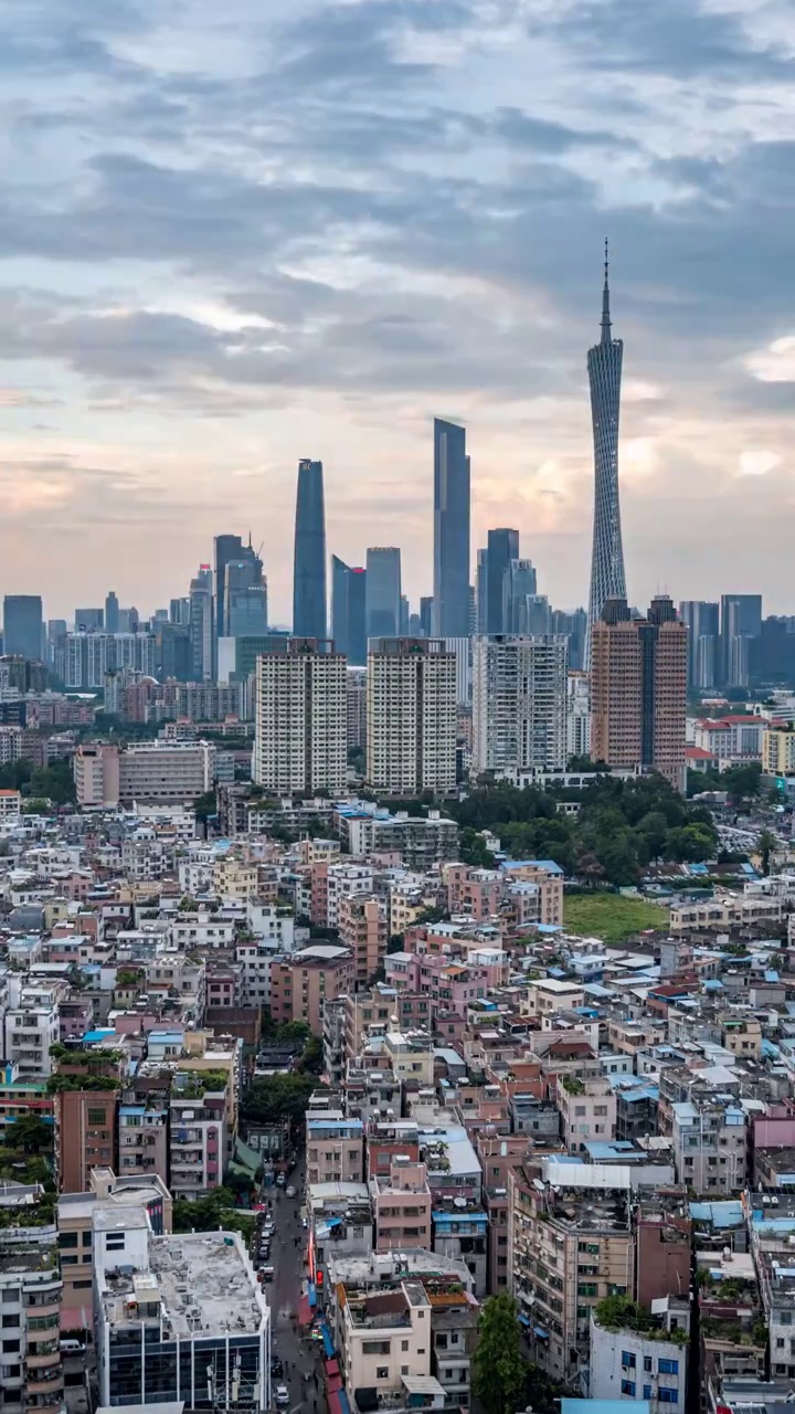 广州地标建筑与城中村视频素材