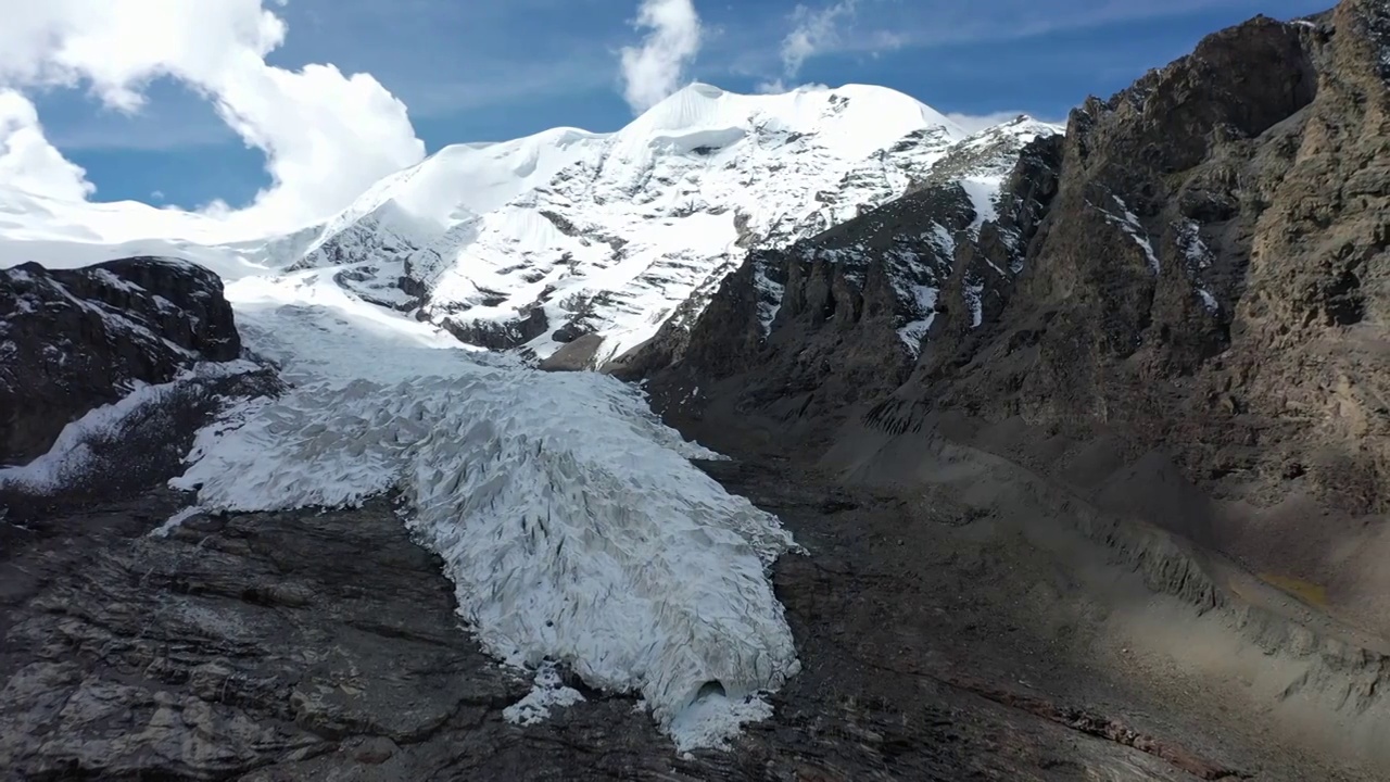 西藏山南姜桑拉姆冰川航拍视频素材