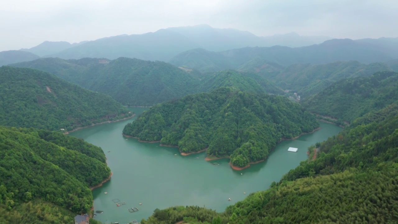 杭州临安柳溪江青山殿视频素材