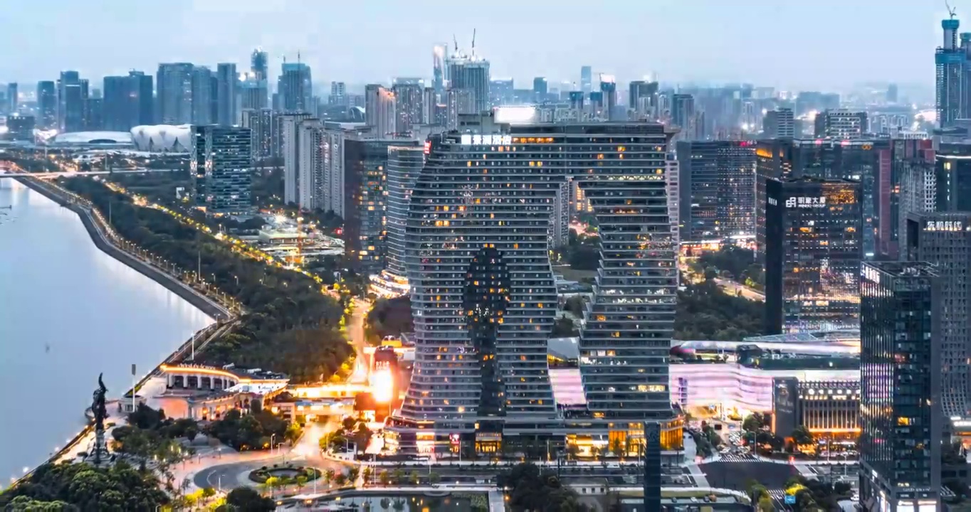 杭州滨江城市夜景延时视频素材