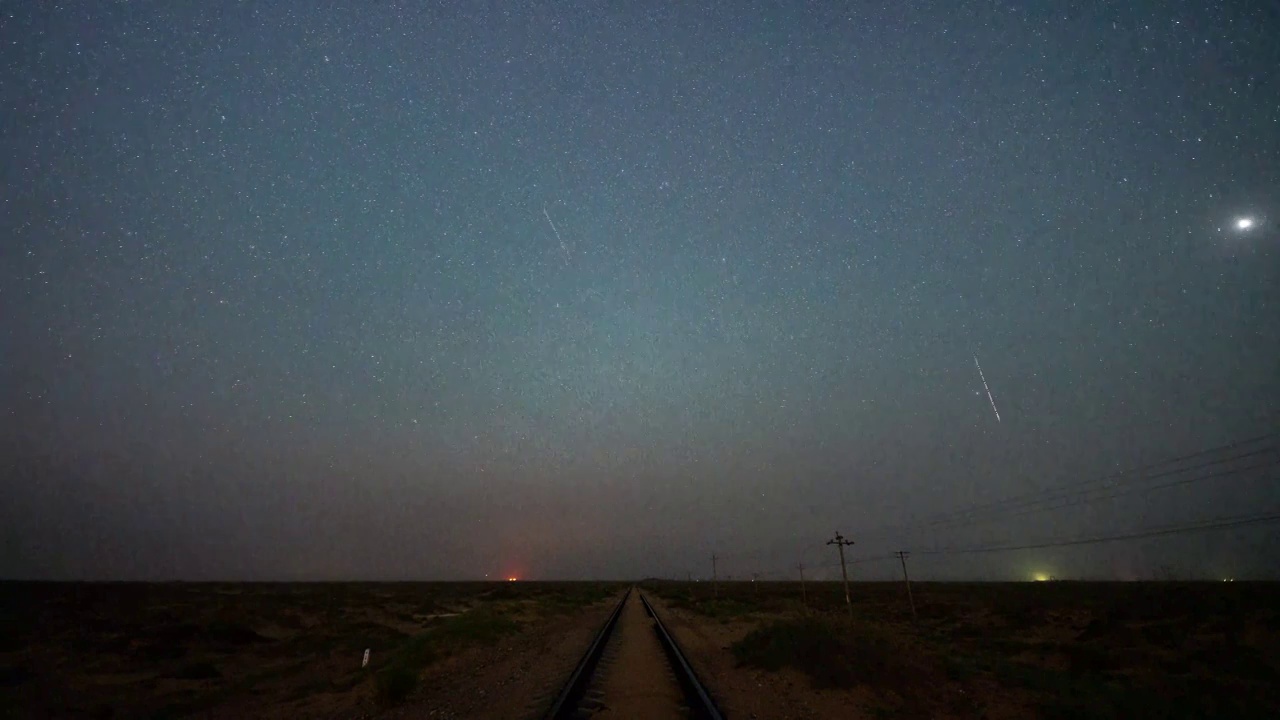 铁轨上的星空8k延时视频素材