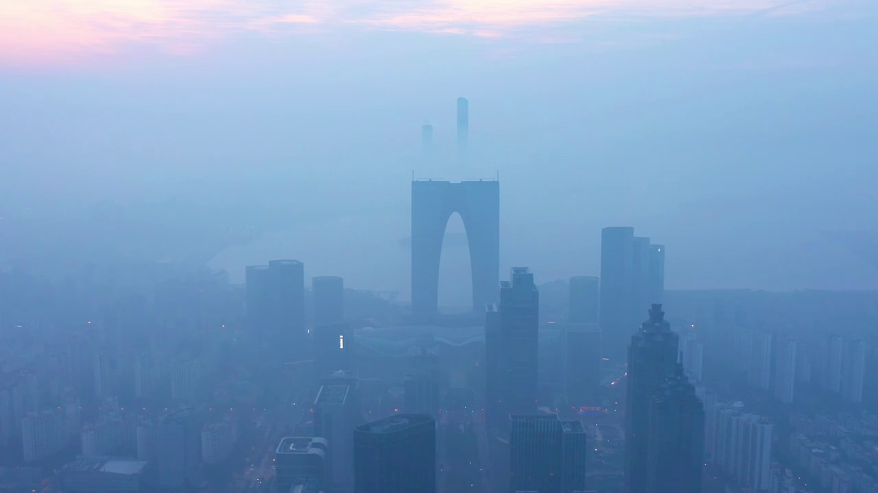 苏州园区清晨航拍视频素材