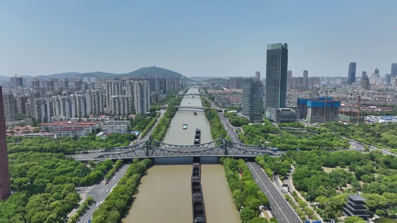 京杭大运河无锡城区段视频素材