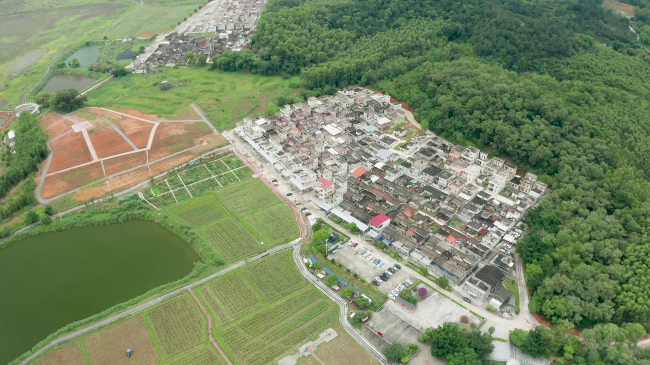 航拍 乡村 农村 水库移民村 实时 视频 /广东 江门 开平大沙视频素材