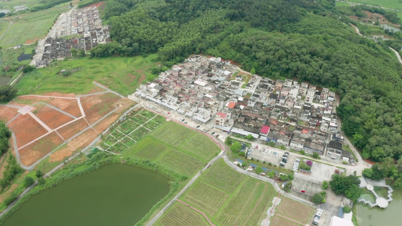 航拍 乡村 农村 水库移民村 实时 视频 /广东 江门 开平大沙视频素材