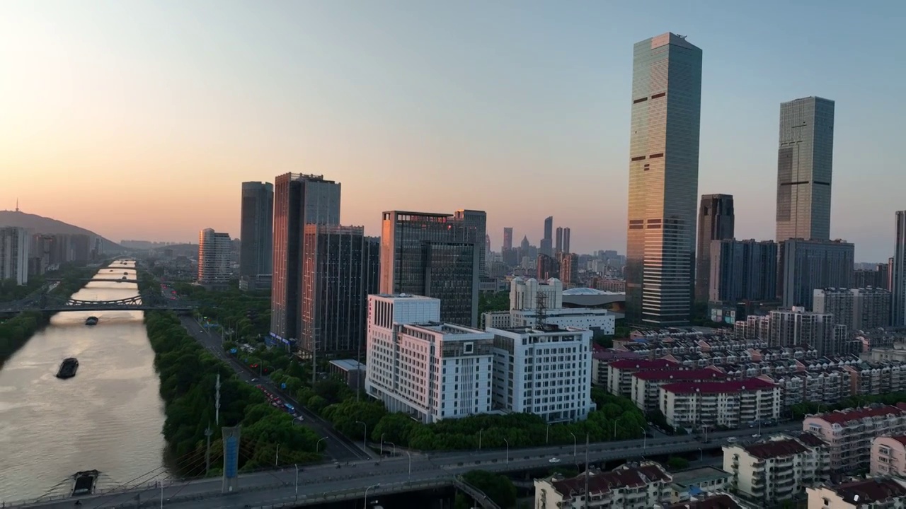 京杭大运河无锡城区段夜晚视频素材