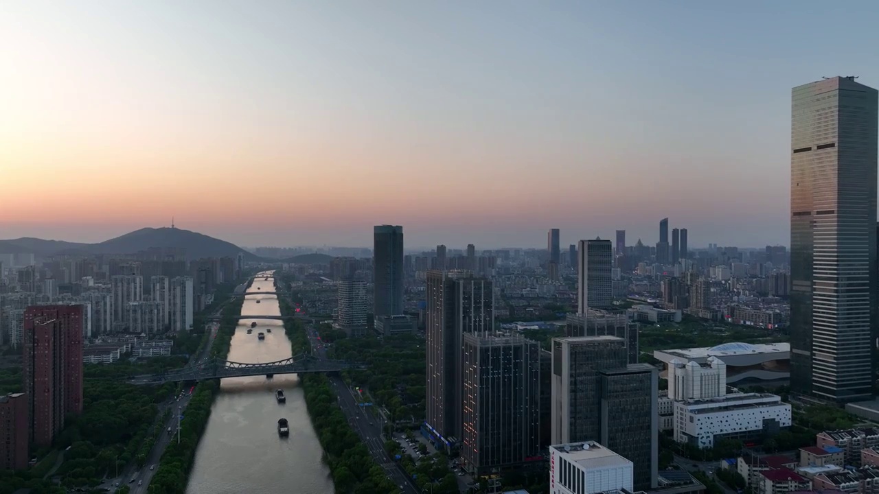 京杭大运河无锡城区段夜晚视频素材