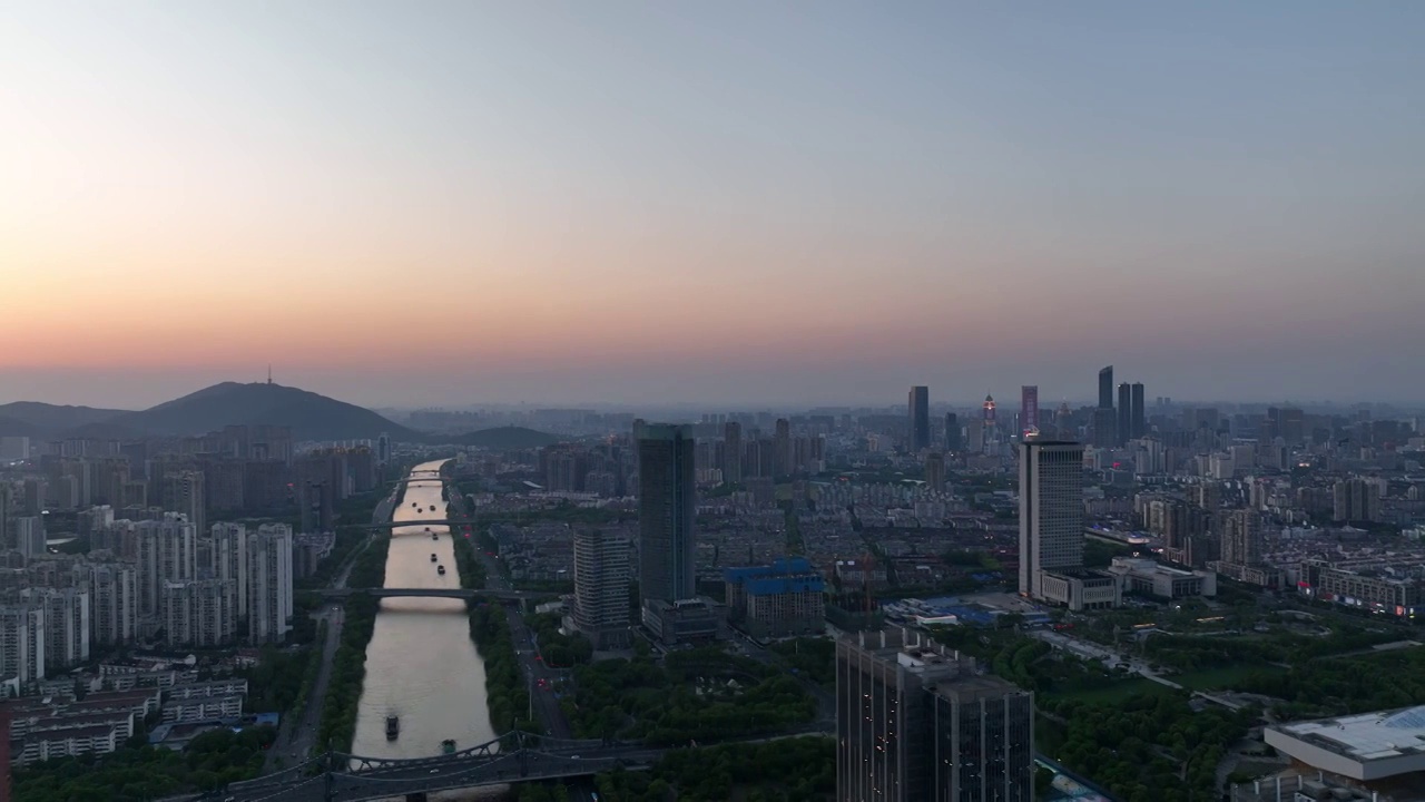 京杭大运河无锡城区段夜晚视频素材