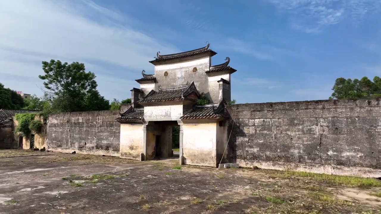 广东省惠州市博罗县公庄镇吉水围古村古建筑群航拍视频素材