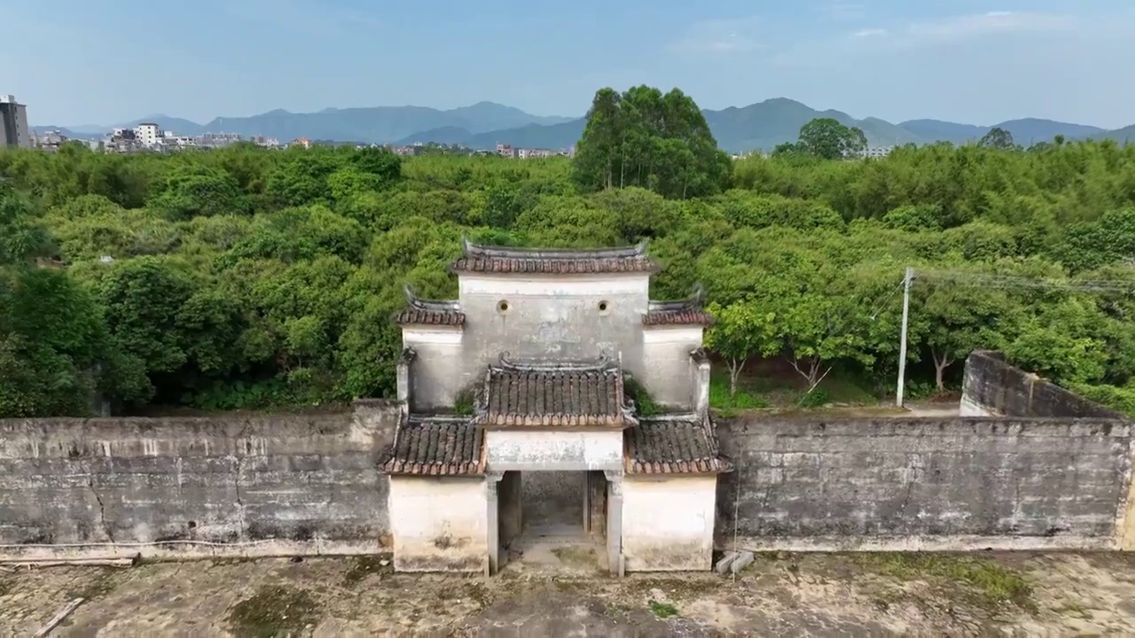 广东省惠州市博罗县公庄镇吉水围古村古建筑群航拍视频素材