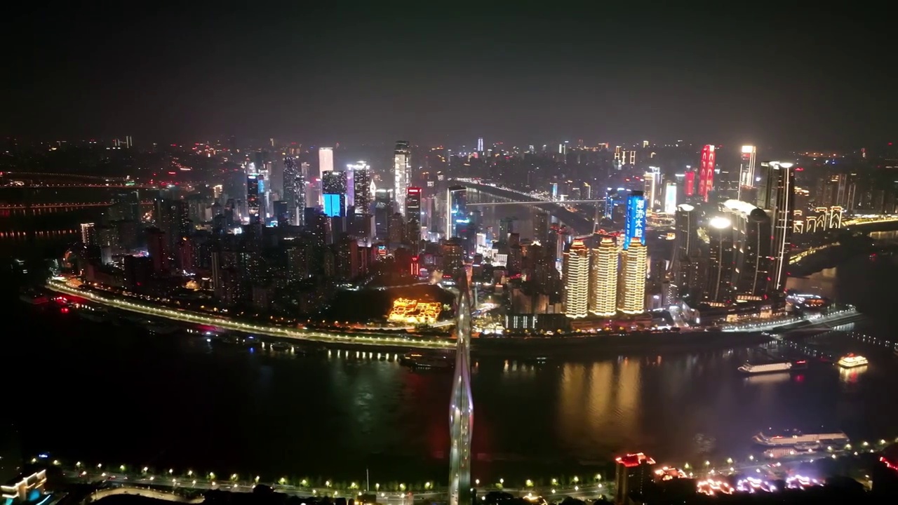 航拍重庆渝中夜景风光视频素材