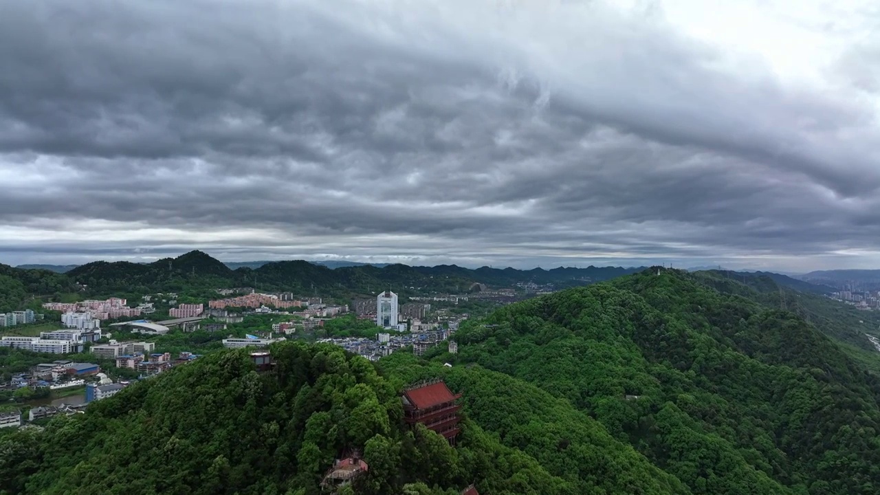 航拍重庆南山老君洞清晨风光视频素材